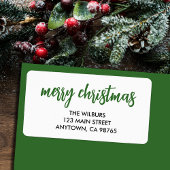 Frohe Weihnachts-Grüne Typografie-Rücksendeadresse Adressaufkleber