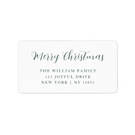 Frohe Weihnachts-Grüne Typografie-Rücksendeadresse Adressaufkleber