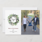Frohe Weihnachts-Grünen-Wreath-Foto Feiertagskarte (Vorderseite)