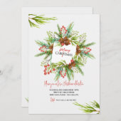 Frohe Weihnachts-Grüntöne Einladung (Vorne/Hinten)