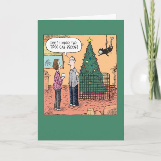 Frohe Weihnachts-Grußkarte - Katzenproof Tree Karte (Vorderseite)