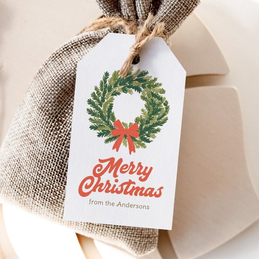 Frohe Weihnachts-Grußkranz Geschenkanhänger