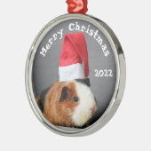 Frohe Weihnachts-Guinea Schweinchen in einer Weihn Ornament Aus Metall (Links)