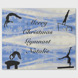 Frohe Weihnachts Gymnast Individuelle Name Wrappin Geschenkpapier
