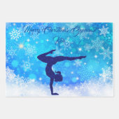Frohe Weihnachts Gymnast Wrapping Paper Set von 3 Geschenkpapier Set (Vorderseite 3)