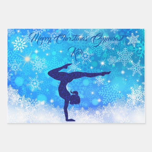 Frohe Weihnachts Gymnast Wrapping Paper Set von 3 Geschenkpapier Set (Vorderseite 3)