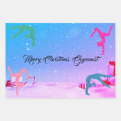 Frohe Weihnachts Gymnast Wrapping Paper Set von 3 Geschenkpapier Set (Vorderseite 2)