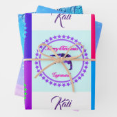 Frohe Weihnachts Gymnast Wrapping Paper Set von 3 Geschenkpapier Set (Beispiel)