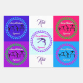 Frohe Weihnachts Gymnast Wrapping Paper Set von 3 Geschenkpapier Set (Vorderseite)