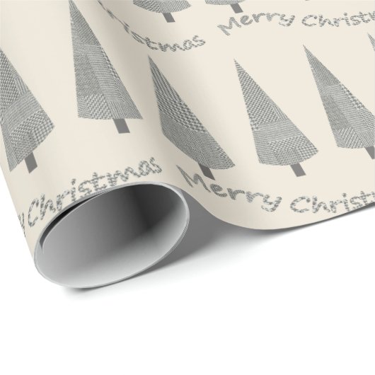 Frohe Weihnachts-Hahnentrittmuster Baummuster Geschenkpapier (Rolleneckpunkt)