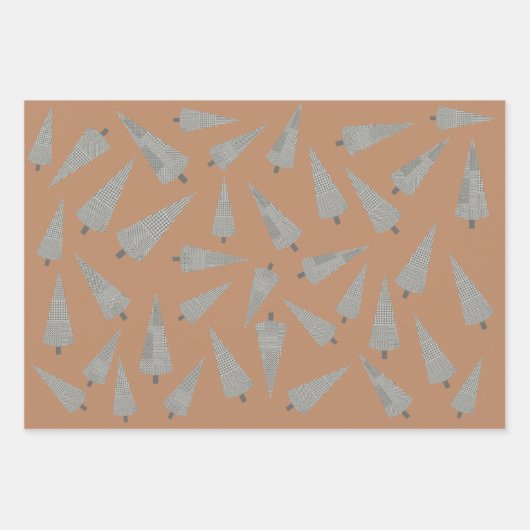 Frohe Weihnachts-Hahnentrittmuster Baummuster Geschenkpapier Set (Vorderseite 2)