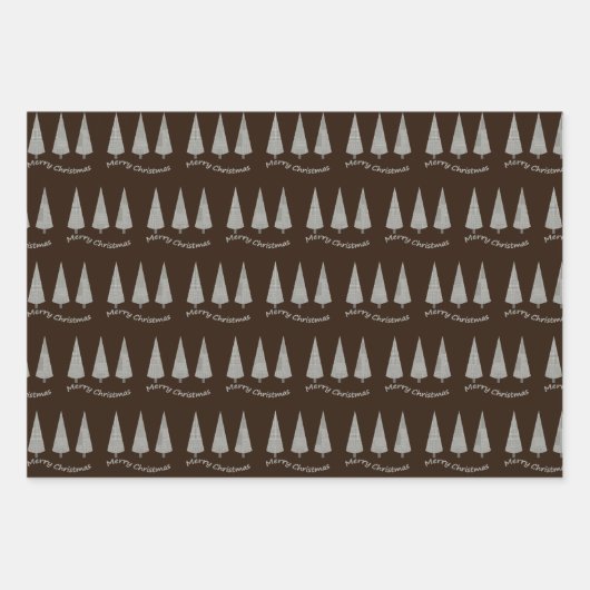 Frohe Weihnachts-Hahnentrittmuster Baummuster Geschenkpapier Set (Vorderseite)