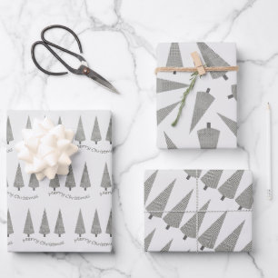 Frohe Weihnachts-Hahnentrittmuster Baummuster Geschenkpapier Set