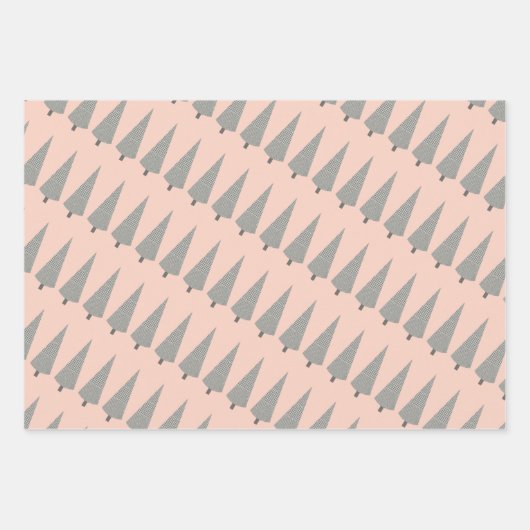 Frohe Weihnachts-Hahnentrittmuster Baummuster Geschenkpapier Set (Vorderseite 3)