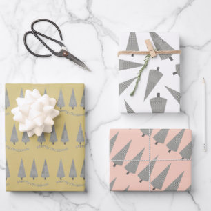 Frohe Weihnachts-Hahnentrittmuster Baummuster Geschenkpapier Set