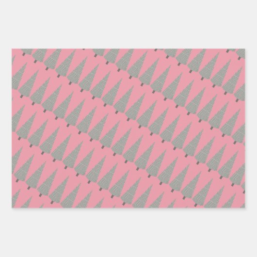 Frohe Weihnachts-Hahnentrittmuster Baummuster Geschenkpapier Set (Vorderseite 3)