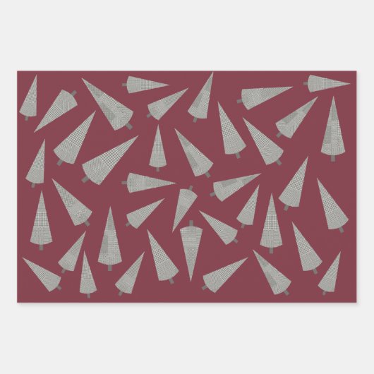 Frohe Weihnachts-Hahnentrittmuster Baummuster Geschenkpapier Set (Vorderseite 2)