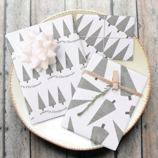 Frohe Weihnachts-Hahnentrittmuster Baummuster Geschenkpapier Set