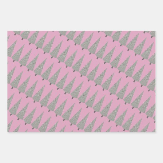 Frohe Weihnachts-Hahnentrittmuster Baummuster Geschenkpapier Set (Vorderseite 3)