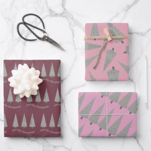 Frohe Weihnachts-Hahnentrittmuster Baummuster Geschenkpapier Set