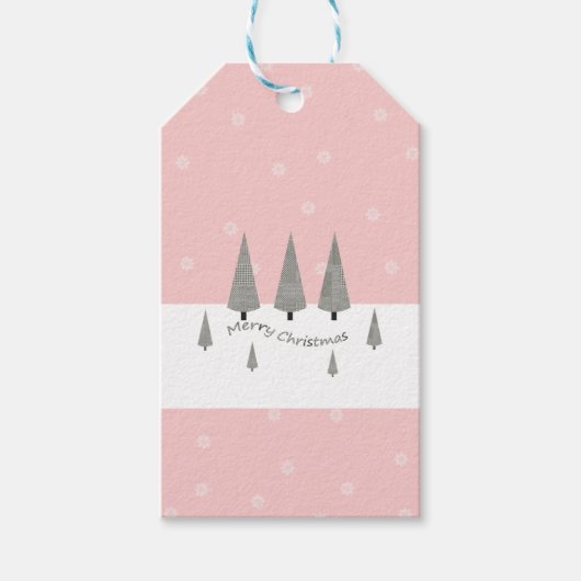 Frohe Weihnachts-Hahnentrittmuster-Muster Baum auf Geschenkanhänger (Vorderseite)