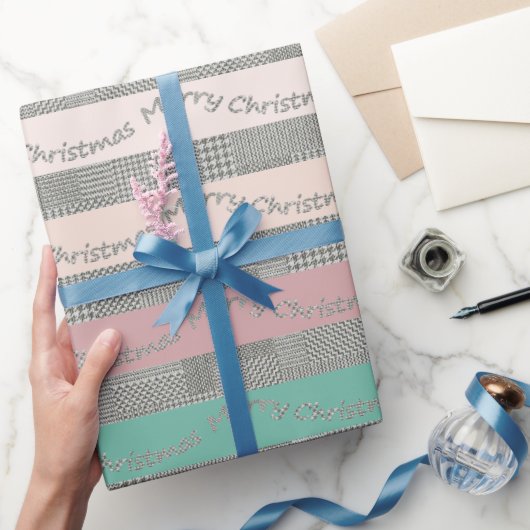 Frohe Weihnachts-Hahnentrittmuster-Muster, Streife Geschenkpapier (Schenken)