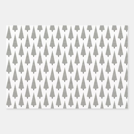 Frohe Weihnachts-Hahnentrittmuster Tree Santa Patt Geschenkpapier Set (Vorderseite 3)