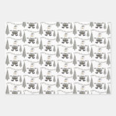 Frohe Weihnachts-Hahnentrittmuster Tree Santa Patt Geschenkpapier Set (Vorderseite)