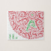 Frohe Weihnachts Hand Lettered Mandala Elegant Red Puzzle (Horizontal)