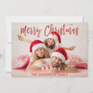 Frohe Weihnachts Hand Lettered Script Foto Card Feiertagskarte