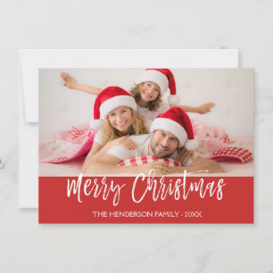 Frohe Weihnachts Hand Lettered Script Foto Card Feiertagskarte