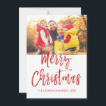 Frohe Weihnachts Hand Lettered Script Foto Card Feiertagskarte<br><div class="desc">Frohe Weihnachts Hand Briefe Script Foto Card. Foto und Text dieses handgeschriebenen Pinselskripts können aktualisiert und mit Ihrem Foto und Familiennamen angepasst werden. Diese Karte zeigt auch den Familiennamen und einen goldenen Folienkranz auf der Rückseite der Weihnachtskarte an.</div>