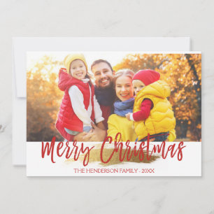 Frohe Weihnachts Hand Lettered Script Foto Card Feiertagskarte