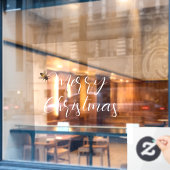Frohe Weihnachts handgeschriebenen Text Biene Wind Fensteraufkleber (Café-Fenster)