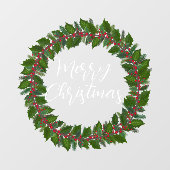 Frohe Weihnachts handgeschriebenen Text Kranz-Fens Fensteraufkleber (Blatt)