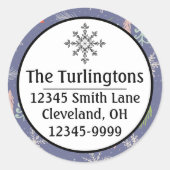 Frohe Weihnachts-Handgezeichnete Bäume Rücksendead Runder Aufkleber (Vorderseite)