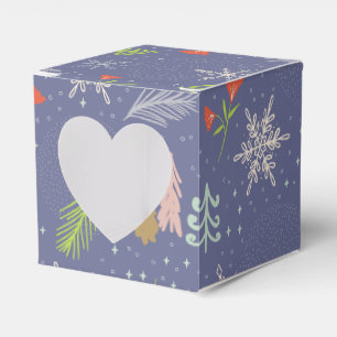 Frohe Weihnachts handgezeichnete Bäume Schneeflock Geschenkschachtel