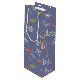 Frohe Weihnachts handgezeichnete Bäume Schneeflock Geschenktüte Für Weinflaschen