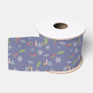 Frohe Weihnachts handgezeichnete Bäume Schneeflock Ripsband