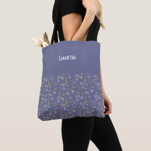 Frohe Weihnachts handgezeichnete Bäume Schneeflock Tasche