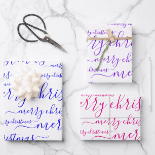 Frohe Weihnachts-Handschrift für Kalligrafie Geschenkpapier Set