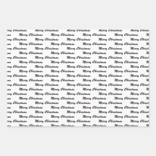 Frohe Weihnachts Handwriting White Black Red Geschenkpapier Set (Vorderseite)