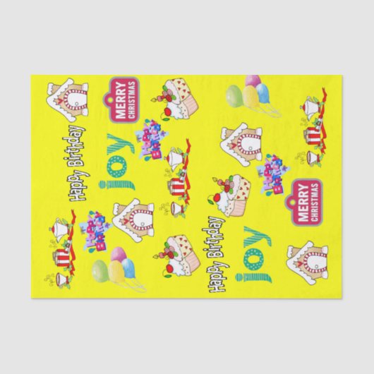 Frohe Weihnachts-Happy Birthday Tissue Seidenpapier (Vorderseite)