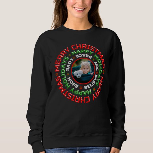 Frohe Weihnachts-Happy Holidays Foto Personalize Sweatshirt (Vorderseite)