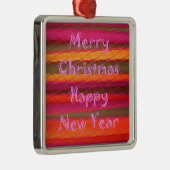 Frohe Weihnachts-Happy New Year Collection Silbernes Ornament (Rechts)