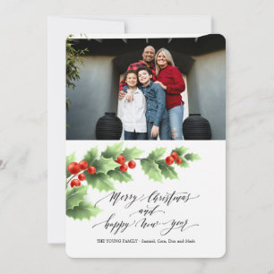 Frohe Weihnachts-Happy New Year Foto Card Feiertagskarte