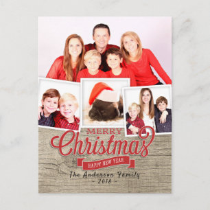 Frohe Weihnachts-Happy New Year Gruß Foto-Karte Feiertagspostkarte