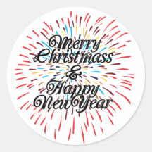 Frohe Weihnachts-Happy New Year Round Sticker