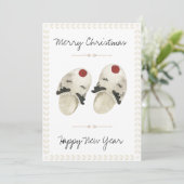 Frohe Weihnachts-Happy New Year Slippers Card Einladung (Stehend Vorderseite)