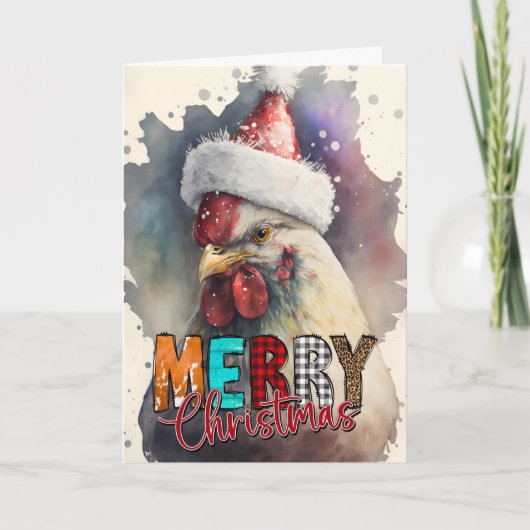 Frohe Weihnachts-Happy Santa Chicken Card Karte (Vorderseite)